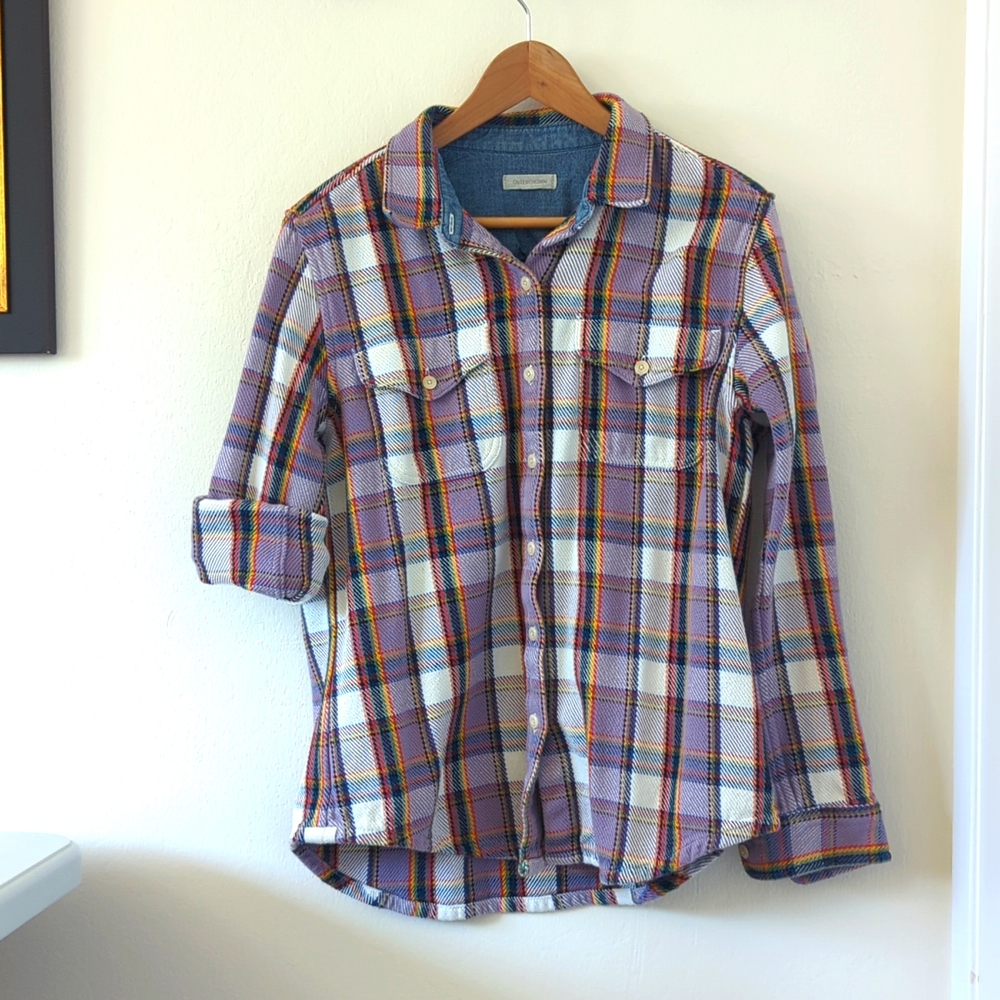 Outerknown Blanket Shirt Mauve Plaid Stripe